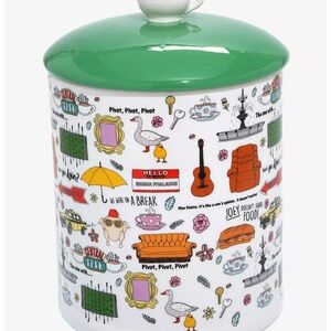 FRIENDS Colorful Cookie Jar with Green Lid